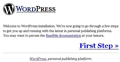 WordPress Install Screen