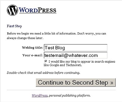 WordPress Installation Information